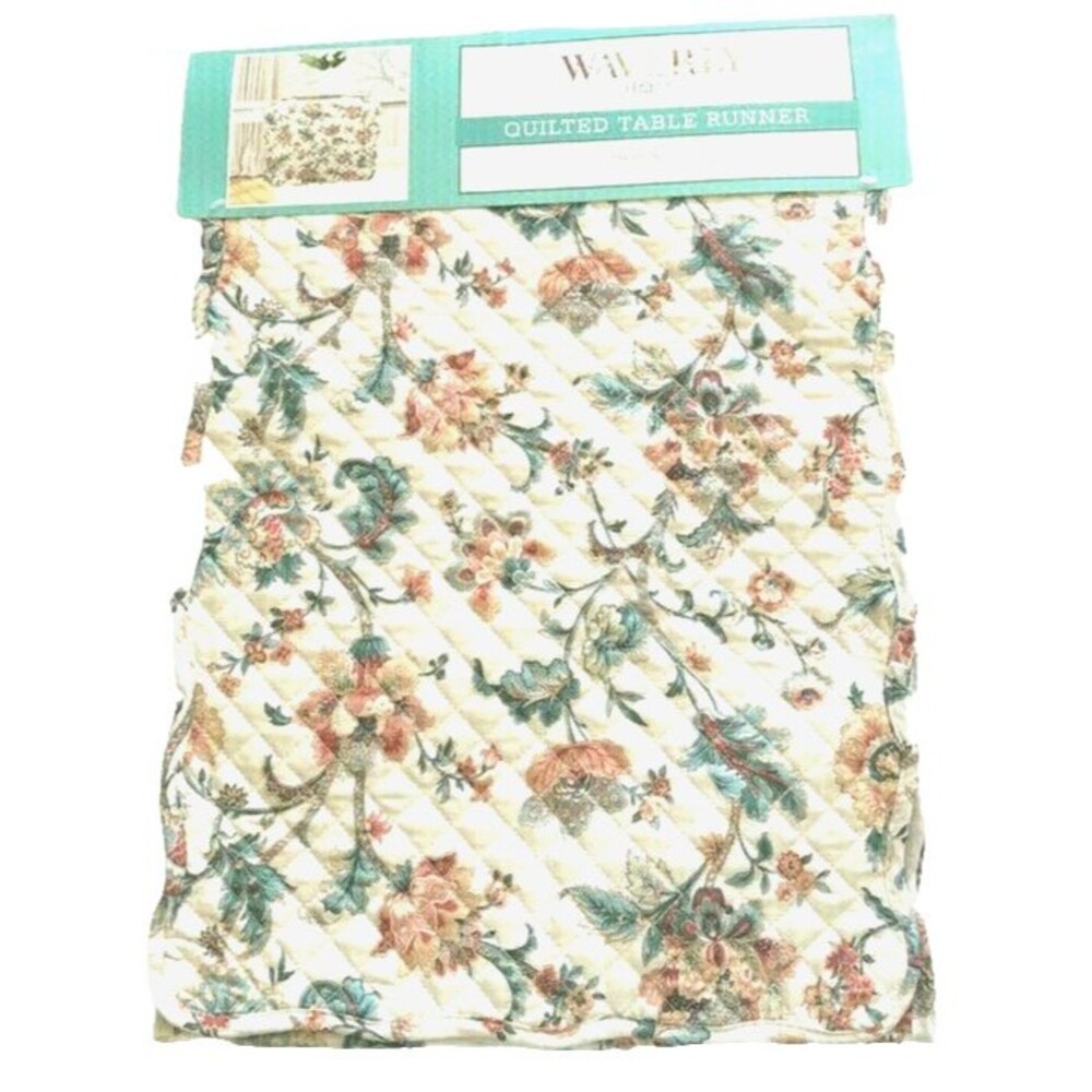 Waverly Catherine Apricot Table Runner French Country Reversible Quilted 13x72"